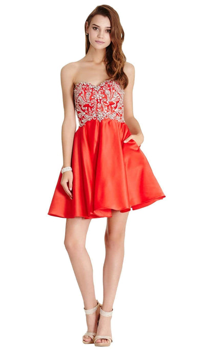 Strapless A-line Homecoming Dress Dress XXS / Red