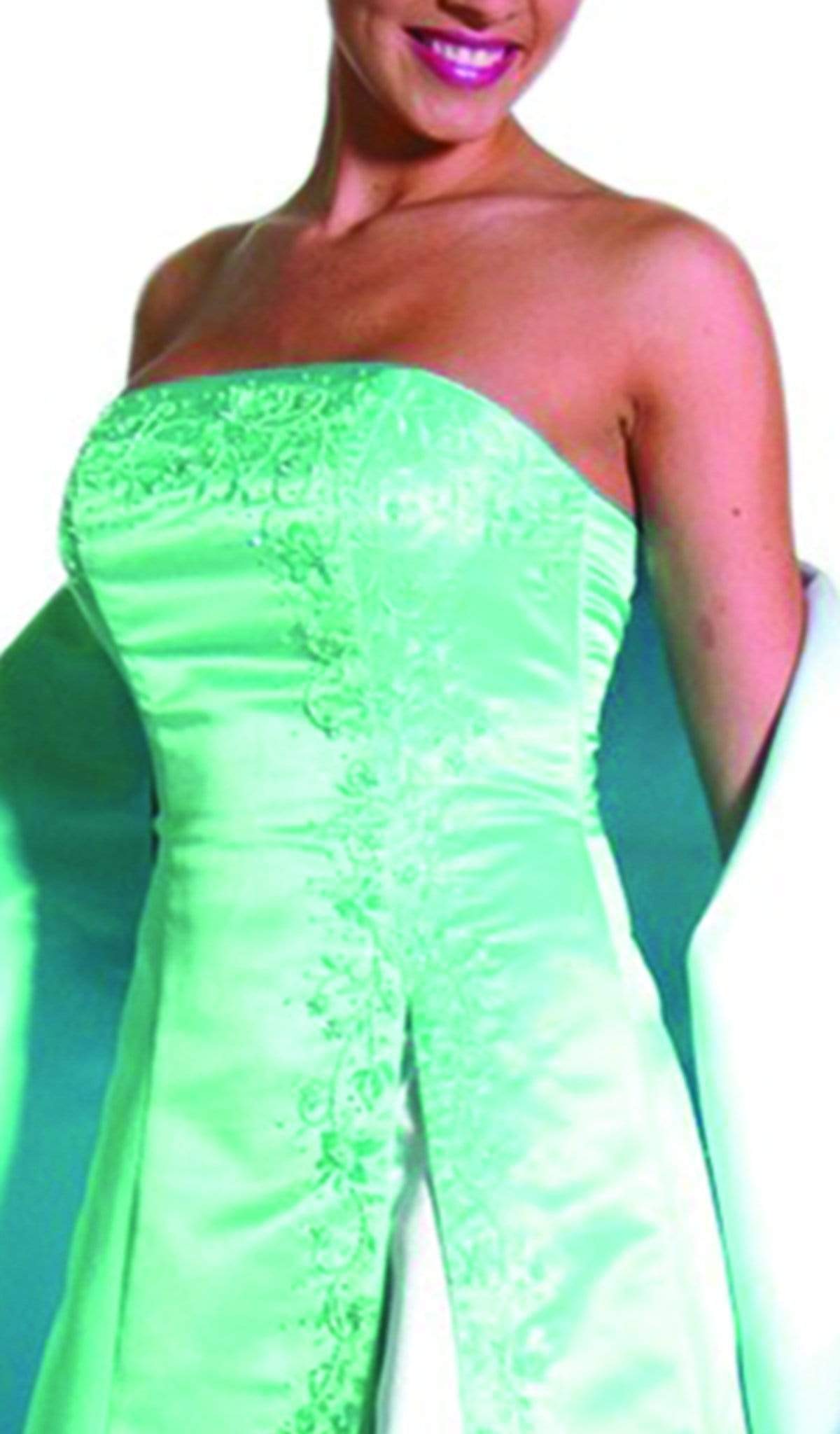 Strapless Beaded Underlay A-Line Gown Dress