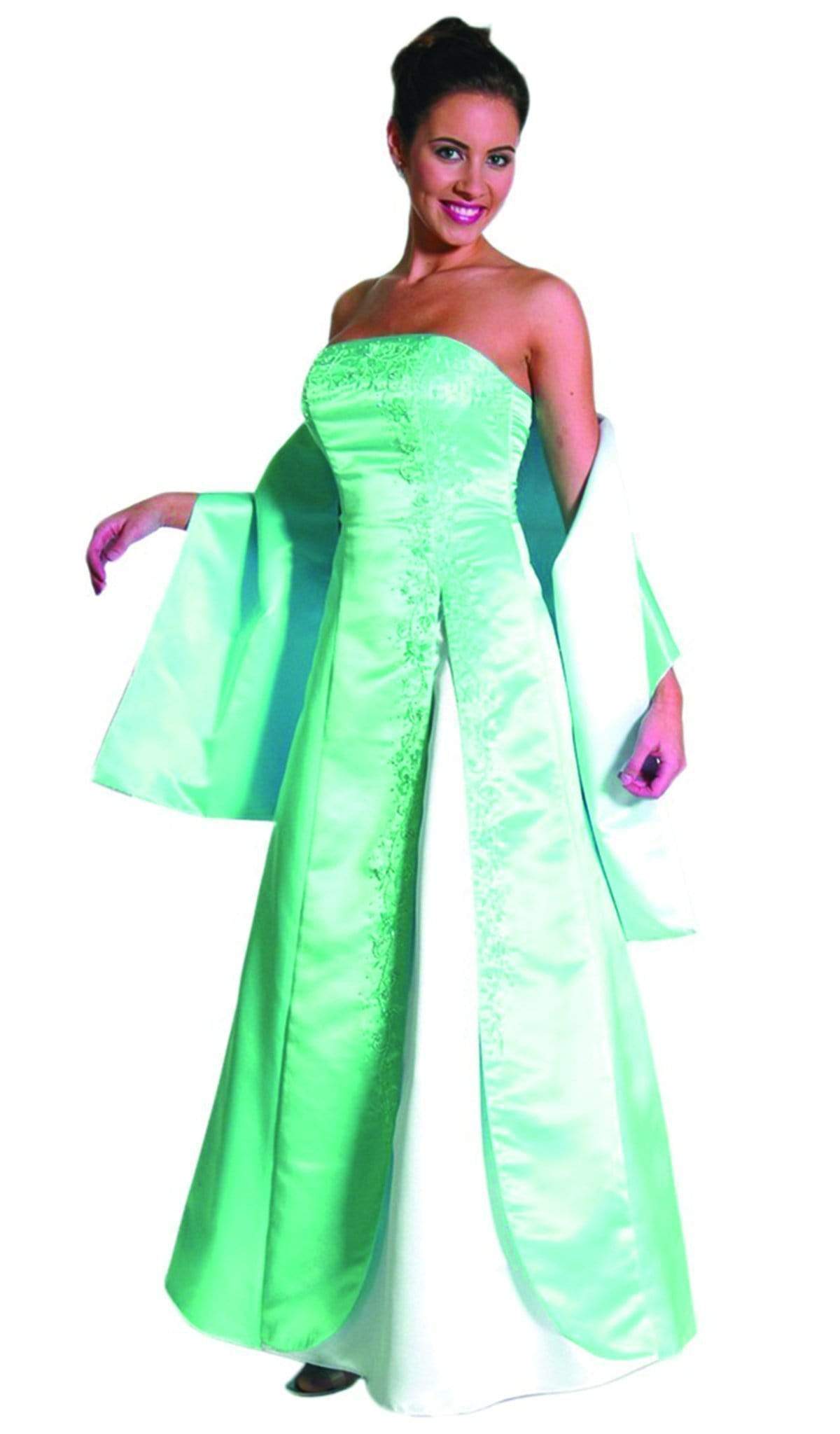 Strapless Beaded Underlay A-Line Gown Dress XXS / Green