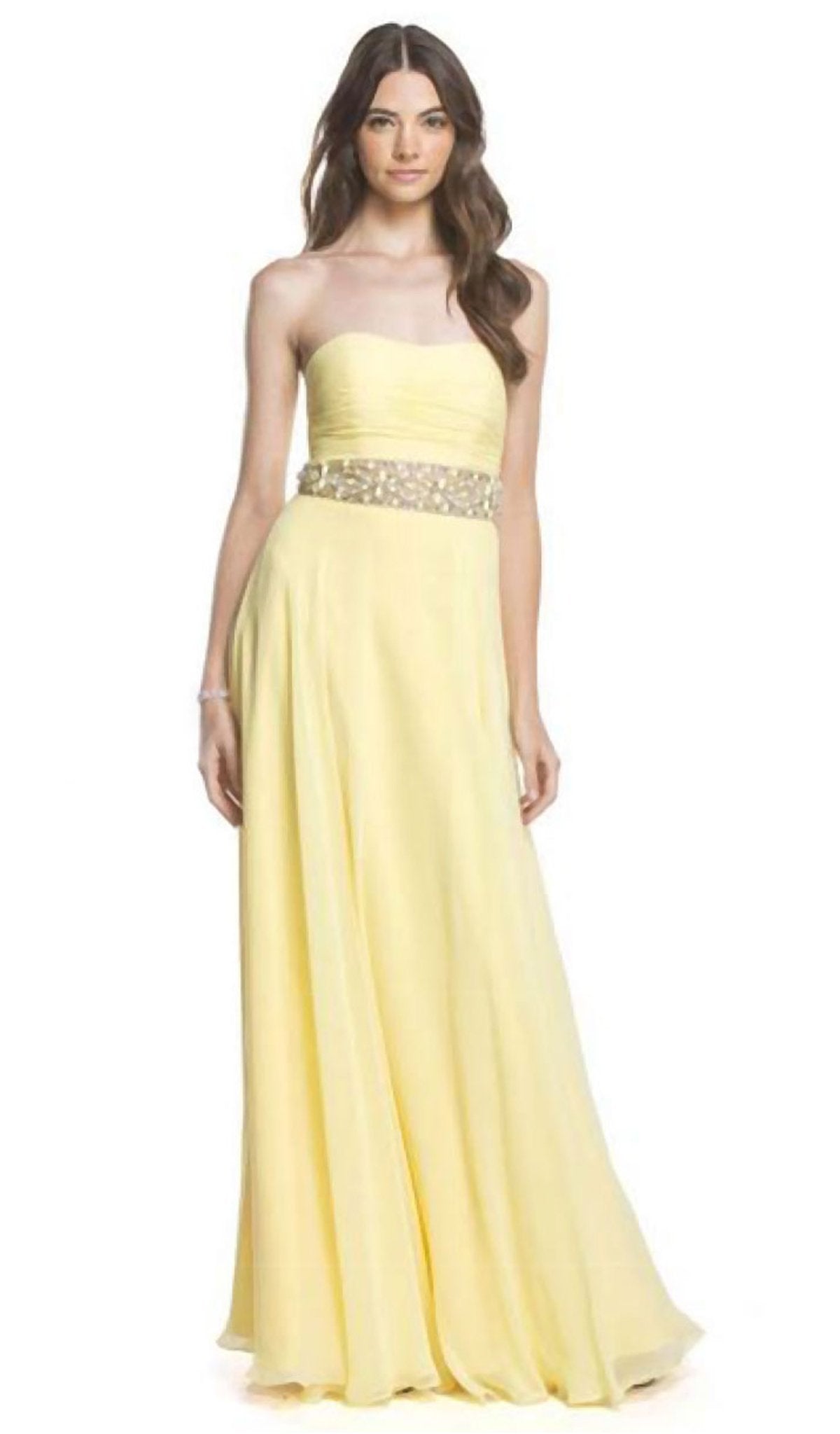 Strapless Ruched Evening A-Line Dress Dress XXS / Yellow