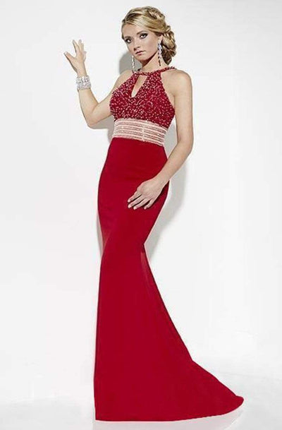 Studio 17 - 12566 Beaded Halter Trumpet Dress Special Occasion Dress 0 / Red