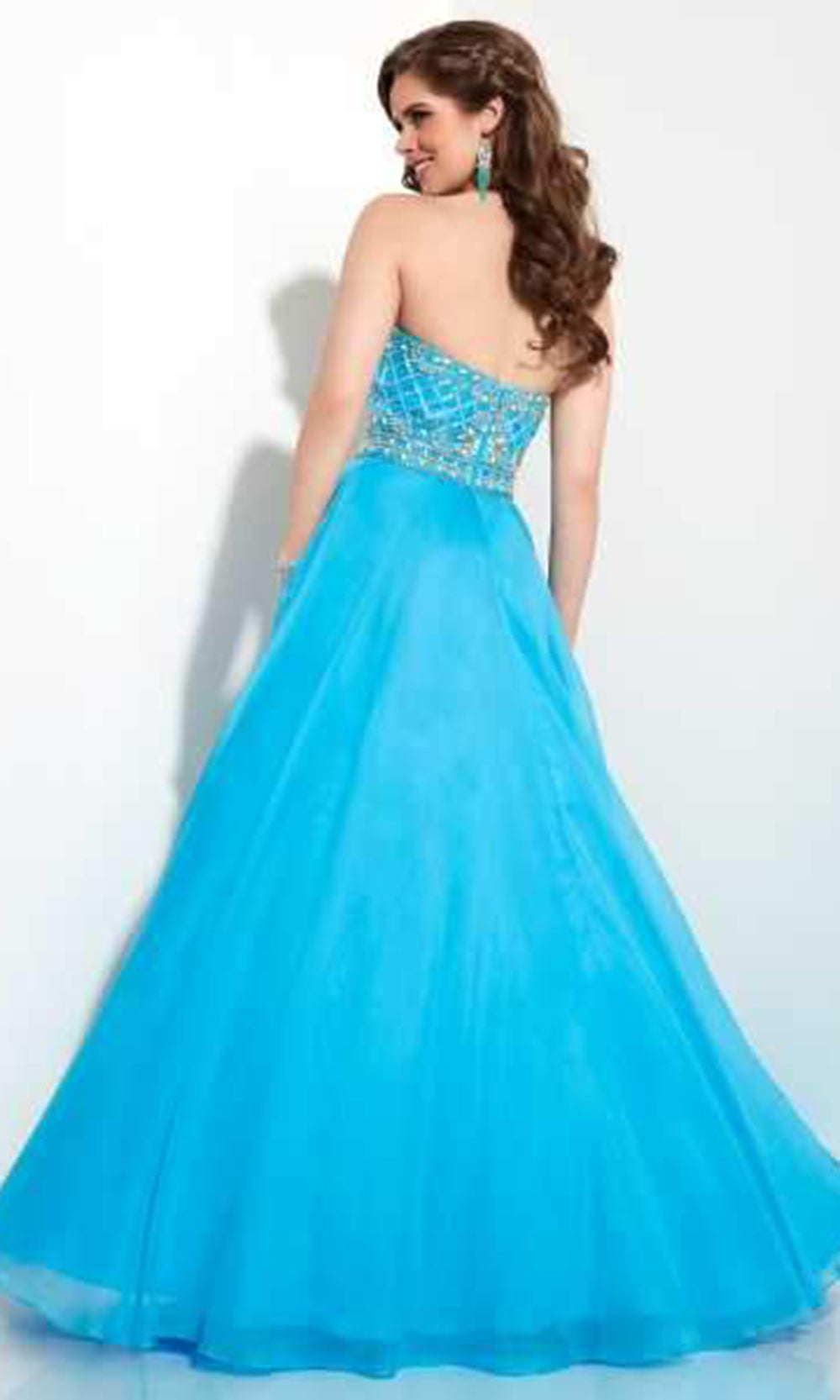 Studio 17 - Bejeweled Strapless A-Line Dress 12610SC In Blue