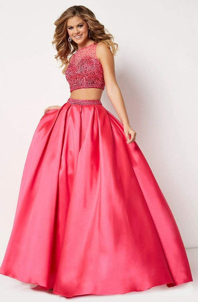 Studio 17 - 12657 Two-Piece Adorned Illusion Jewel Ballgown Special Occasion Dress 0 / Lipstick