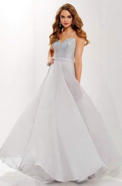 Studio 17 - 12659 Jeweled Sweetheart Bodice Chiffon A-Line Gown Special Occasion Dress 0 / Silver