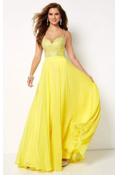 Studio 17 - 12659 Jeweled Sweetheart Bodice Chiffon A-Line Gown Special Occasion Dress 0 / Yellow