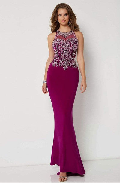 Studio 17 - 12672 Bedazzled Illusion Halter Jersey Sheath Dress Special Occasion Dress