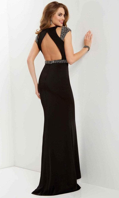 Studio 17 - 12695 Embellished Cap Sleeve Satin Sheath Dress Special Occasion Dress