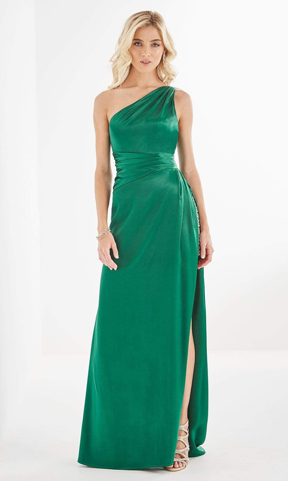 Studio 17 - 12826 Embellished Asymmetric Sheath Dress Evening Dresses 0 / Emerald