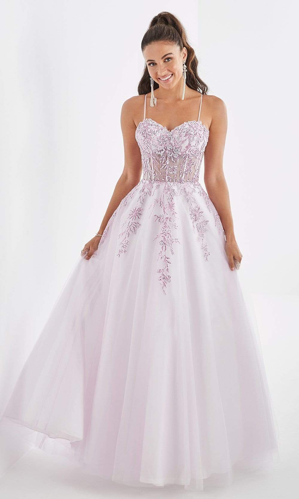 Studio 17 - 12842 Beaded Lace Sweetheart Tulle Ballgown Ball Gowns 0 / Lilac