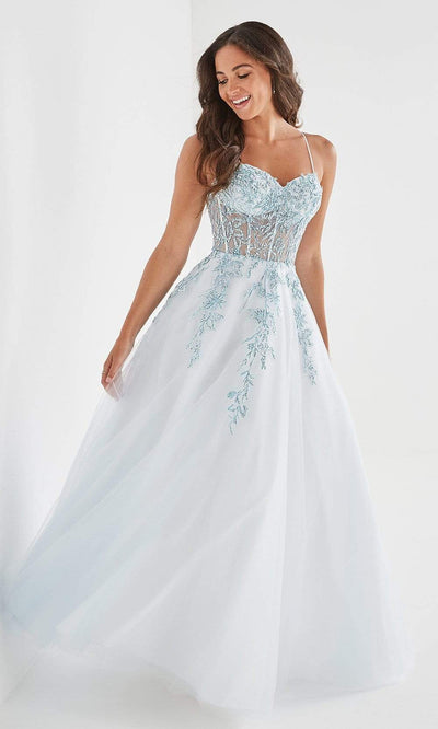 Studio 17 - 12842 Beaded Lace Sweetheart Tulle Ballgown Ball Gowns 0 / Sky