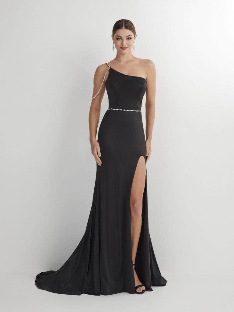 Studio 17 Prom 12887 - Asymmetric Neck Jersey Prom Gown Special Occasion Dress