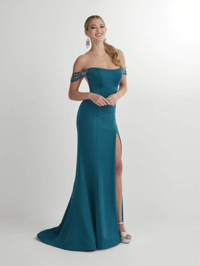 Studio 17 Prom 12907 - Off-Shoulder Corset back Evening Dress Evening Dresses 0 / Teal