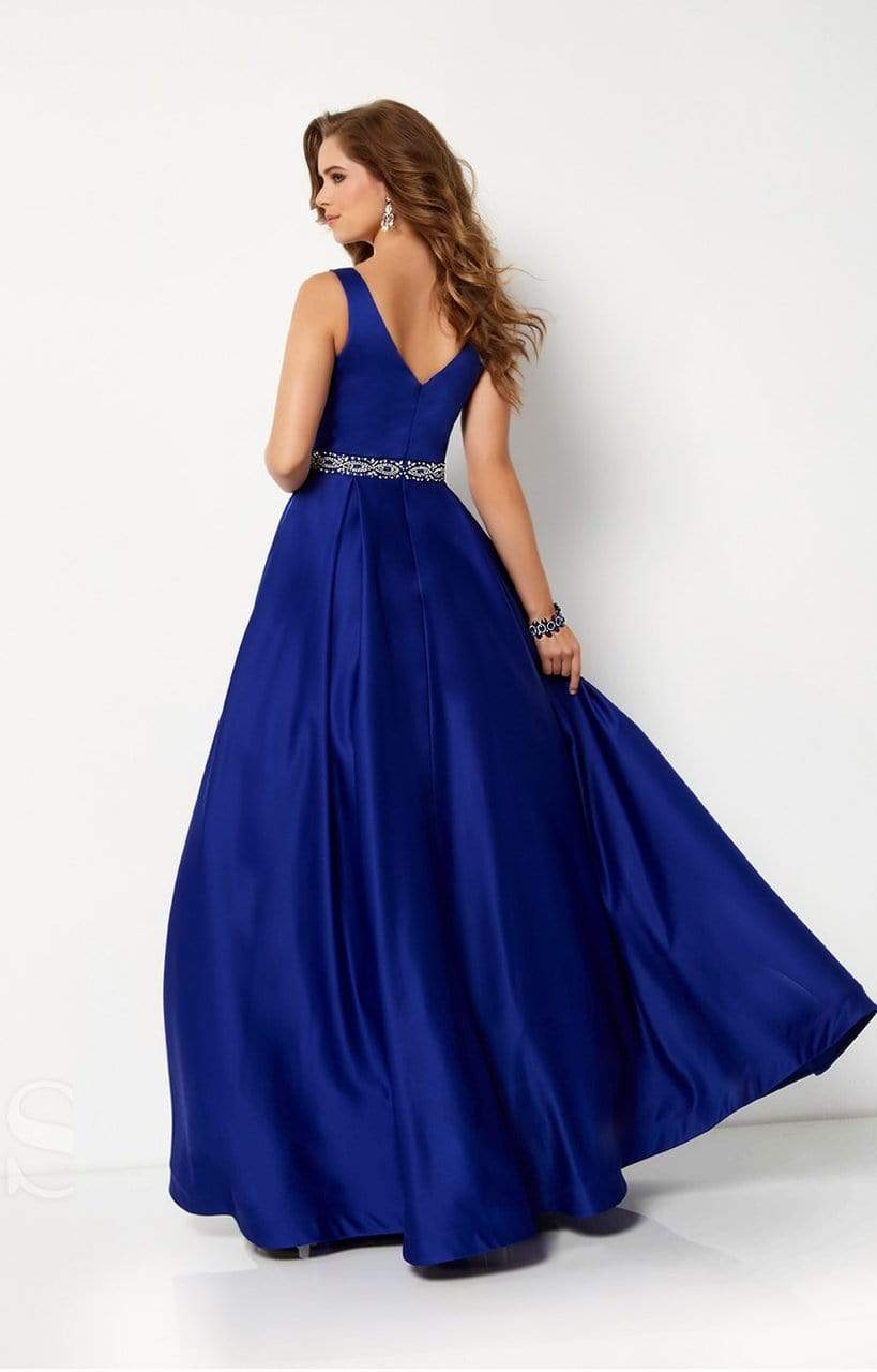 Studio 17 Sleeveless V-Neck Satin A-Line Gown 12654 CCSALE 10 / White