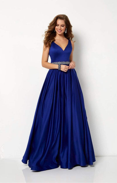 Studio 17 Sleeveless V-Neck Satin A-Line Gown 12654 CCSALE 10 / White
