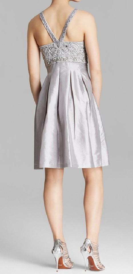 Sue Wong - Embellished V-Neck Short Dress N4237 in Silver