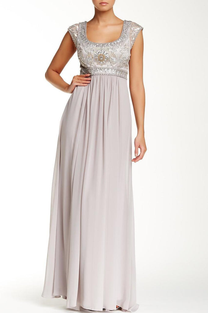 Sue Wong N4438 Sequined Scoop Neck Chiffon Dress