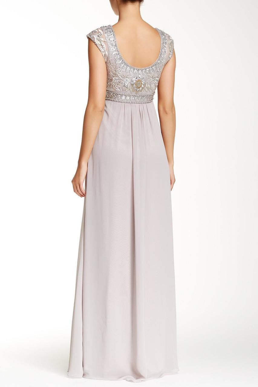 Sue Wong N4438 Sequined Scoop Neck Chiffon Dress - 1 pc Platinum In Size 6 Available CCSALE 6 / Platinum