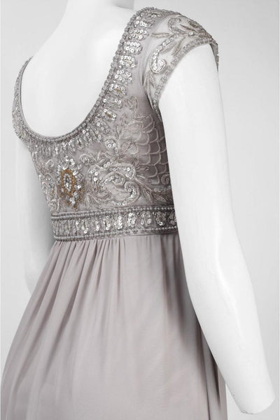 Sue Wong N4438 Sequined Scoop Neck Chiffon Dress - 1 pc Platinum In Size 6 Available CCSALE 6 / Platinum