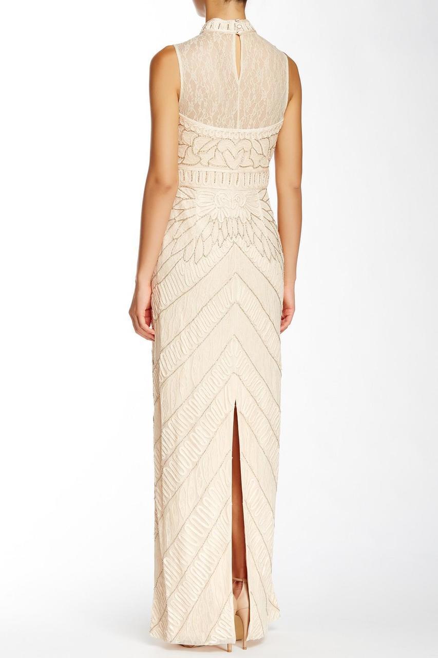Sue Wong N5110 High Illusion Bejeweled Sheath Dress CCSALE 10 / Champagne
