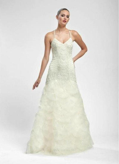 Sue Wong R5130 Appliqued Fan Organza Gown - 1 pc Peach In Size 6 Available CCSALE 6 / Peach