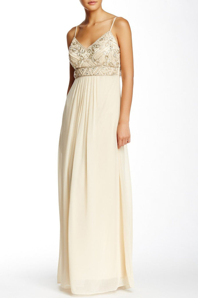 Sue Wong Embroidered Champagne Dress