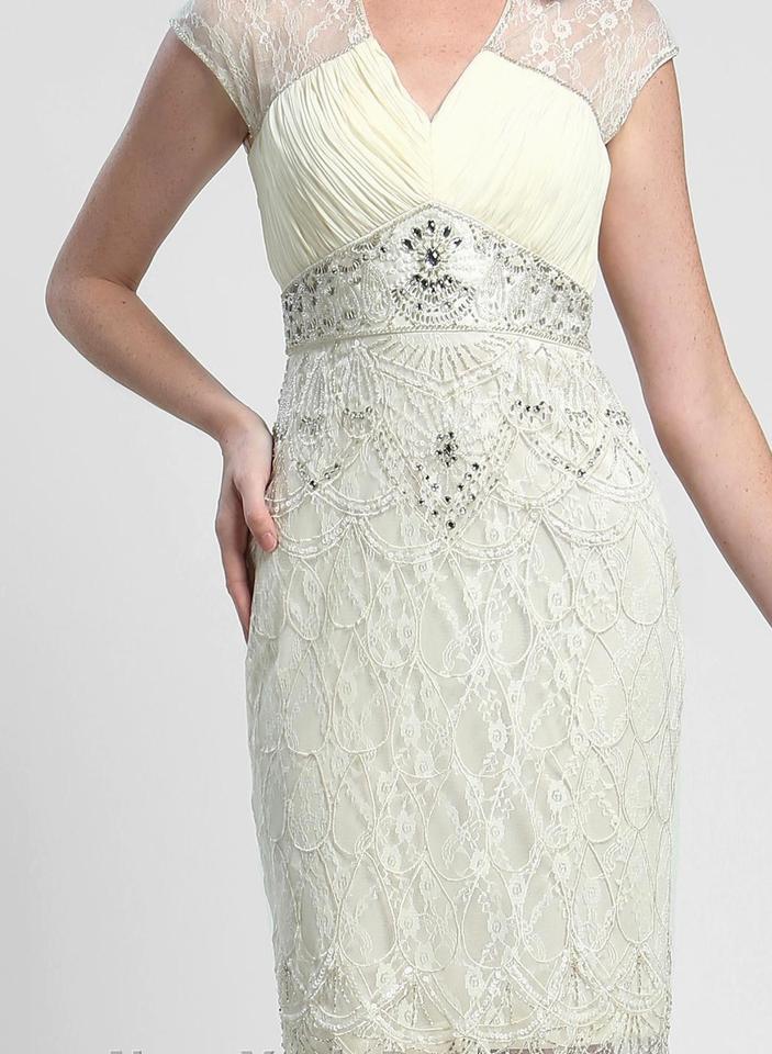 Sue Wong - Pleated Chiffon Bodice Dress in Ivory Cocktail Dress