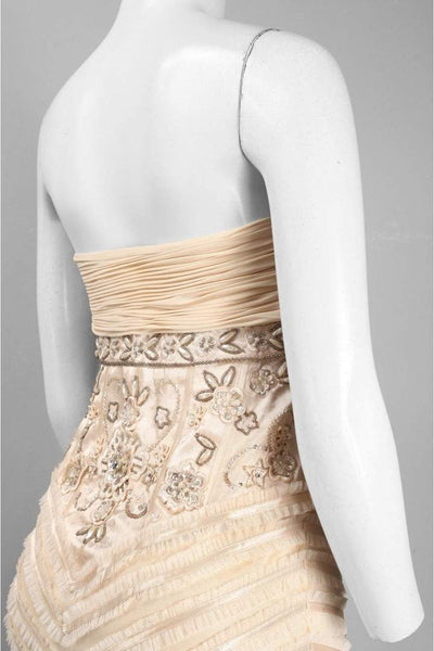 Sue Wong - N0230 Strapless Ruffle Trim Mermaid Gown  In Neutral