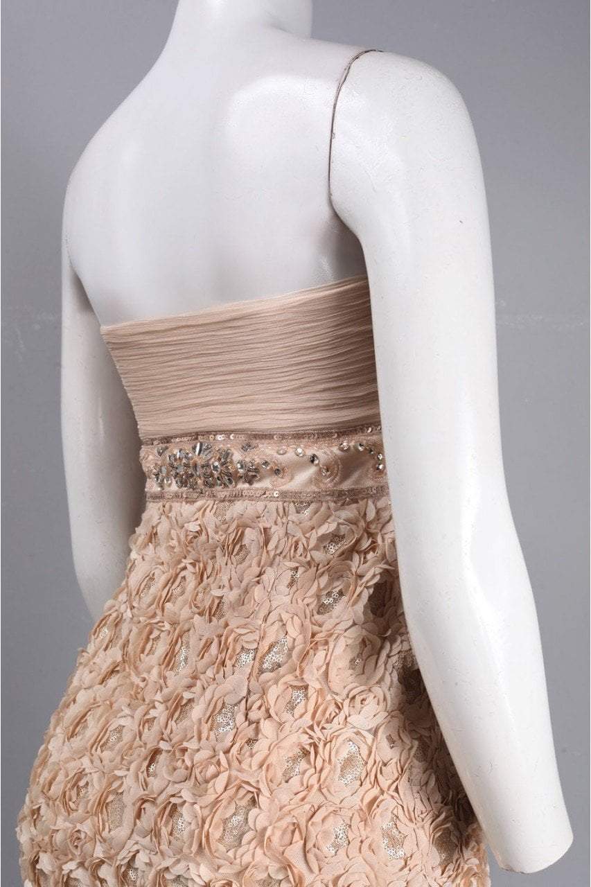 Sue Wong - N3204 Strapless Rosette Empire Sheath Dress in Neutral and Pink