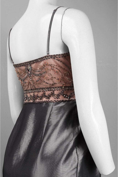 Sue Wong - N3434 Sleeveless Embellished Bodice Empire Taffeta Dress in Pink and Gray