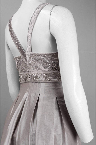 Sue Wong - Embellished V-Neck Short Dress N4237 in Silver