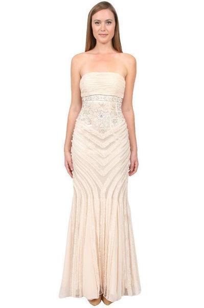 Sue Wong - N0230 Strapless Ruffle Trim Mermaid Gown  In Neutral