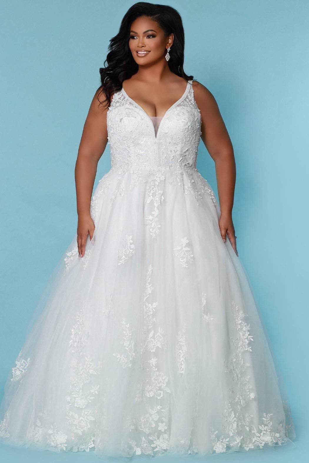 Sydney's Closet Bridal SC5274 - Plunging Neck A-line Bridal Gown Special Occasion Dress