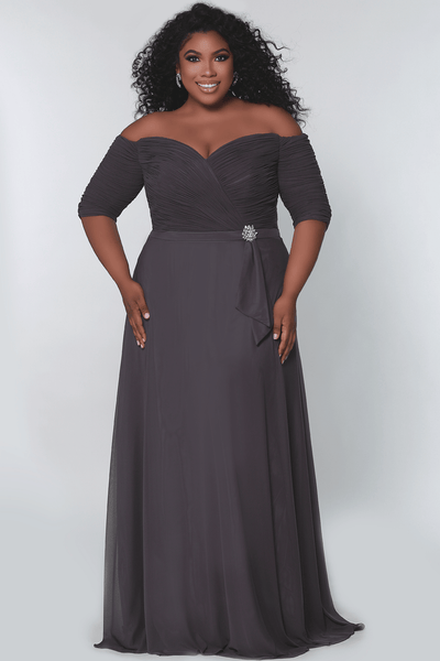 Sydney's Closet CE2009 - Ruched Off Shoulder Evening Gown Special Occasion Dress