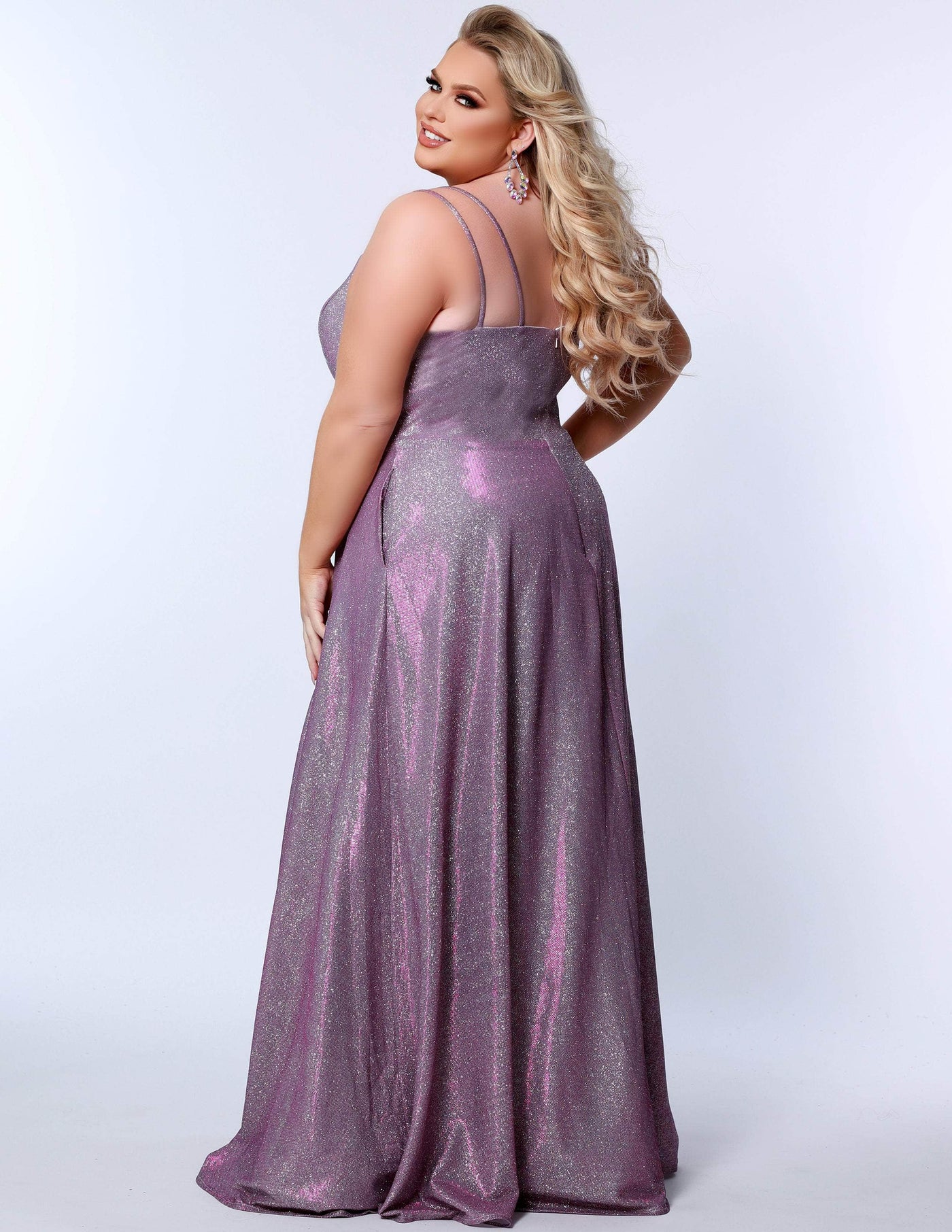 Sydney's Closet SC7349 - Scoop Neck Shimmer Prom Gown Special Occasion Dress