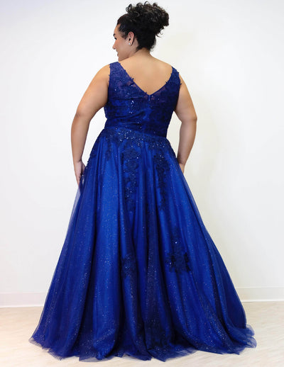 Sydney's Closet SC7358 - Lace Appliqued Tulle Formal Gown Special Occasion Dress