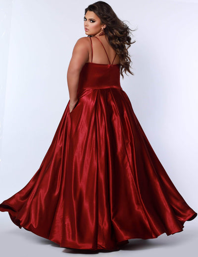 Sydney's Closet SC7363 - V-Neck Pleated A-Line Evening Gown Special Occasion Dress