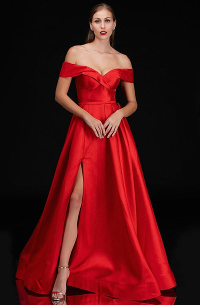 Nina Canacci - Off-shoulder Sweetheart A-line Dress 5152 In Red