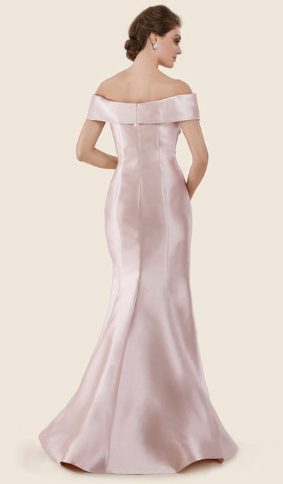 Rina Di Montella - RD2602 Embellished Folded Off-Shoulder Mermaid Gown in Pink