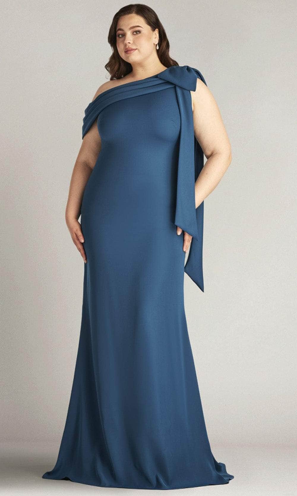 Tadashi Shoji ALG18371LQ - Bow Shoulder Sheath Formal Gown Evening Dresses 14Q / Eclipse