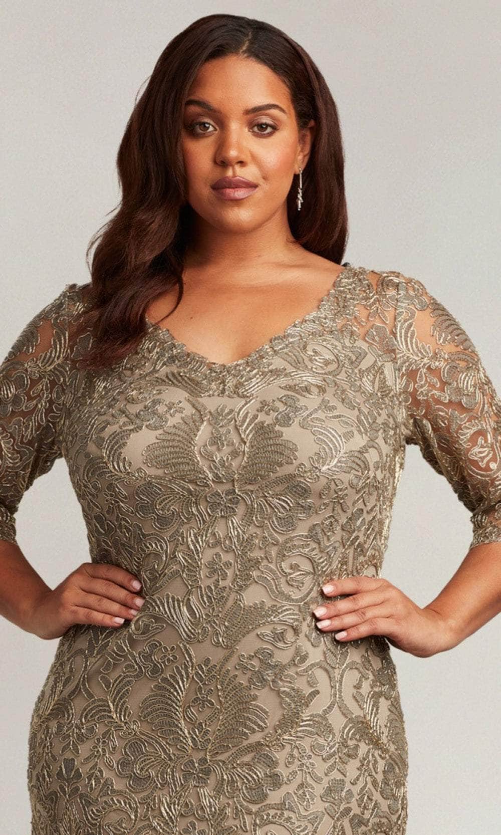 Tadashi Shoji ALX2003LXQ - Corded Embroidery Sheath Formal Gown Moher of the Bride Dresses