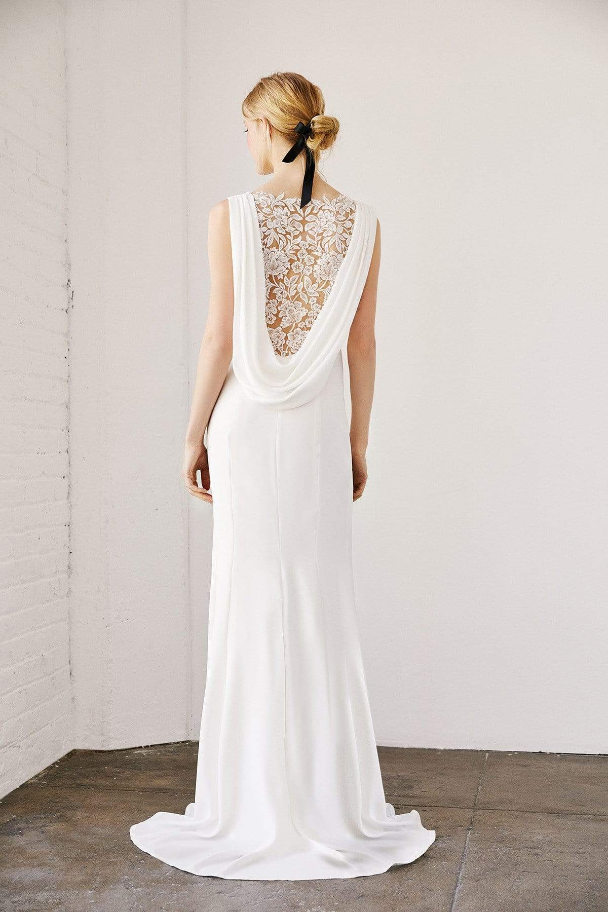 Tadashi Shoji - Amfelice Cowl-Back Crepe Gown Wedding Dresses