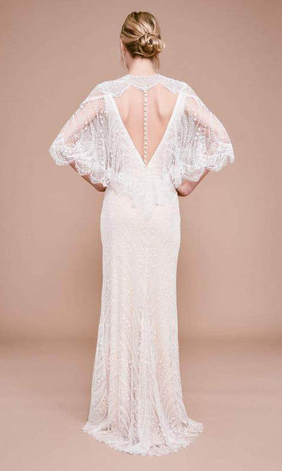 Tadashi Shoji - Atwood Lace Gown with Capelet BKV19771LBR - 1 pc Ivory/Petal In Size 8 Available CCSALE 8 / Ivory/Petal