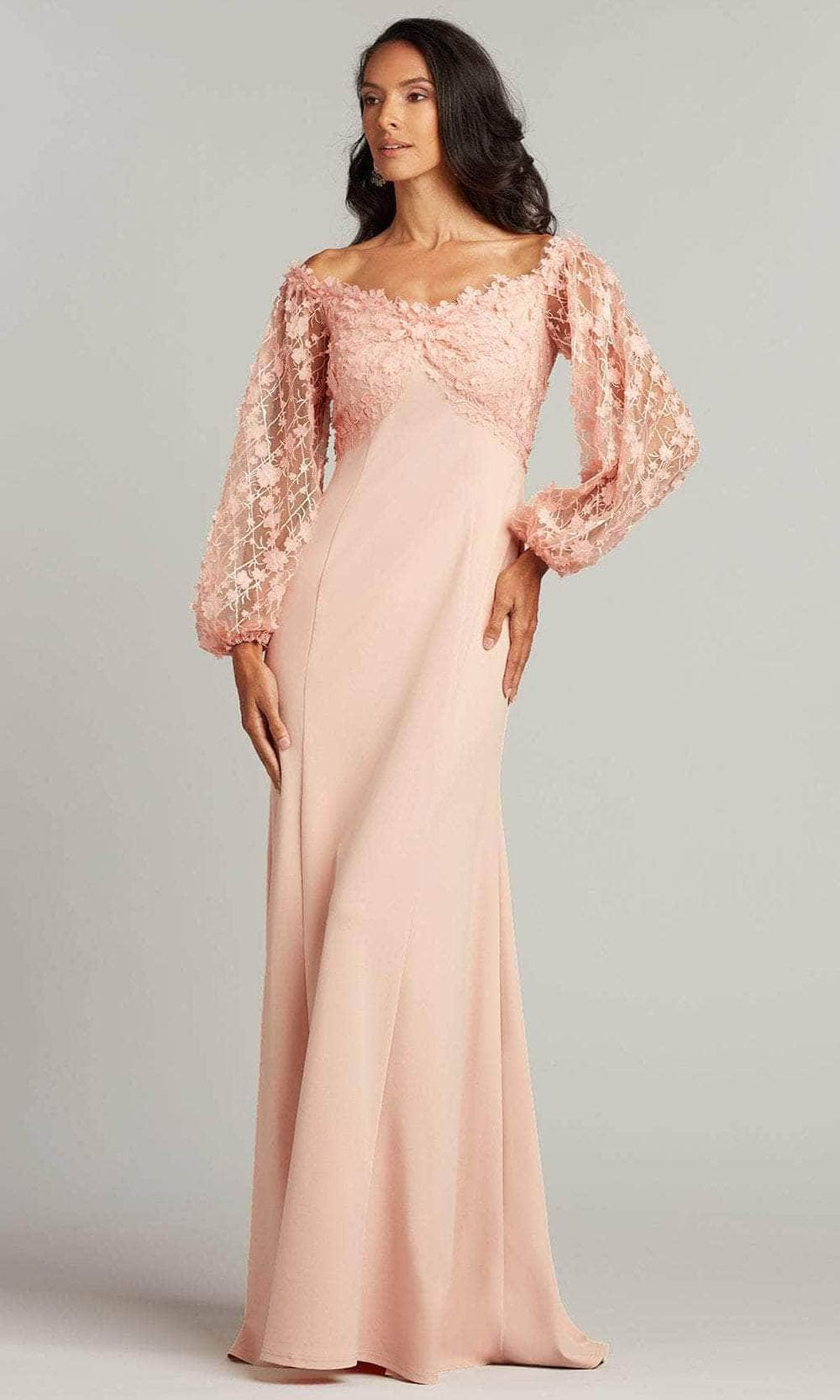 Tadashi Shoji BFP22044L - Nellie Floral Applique Gown Special Occasion Dress 00 / Antique Pink