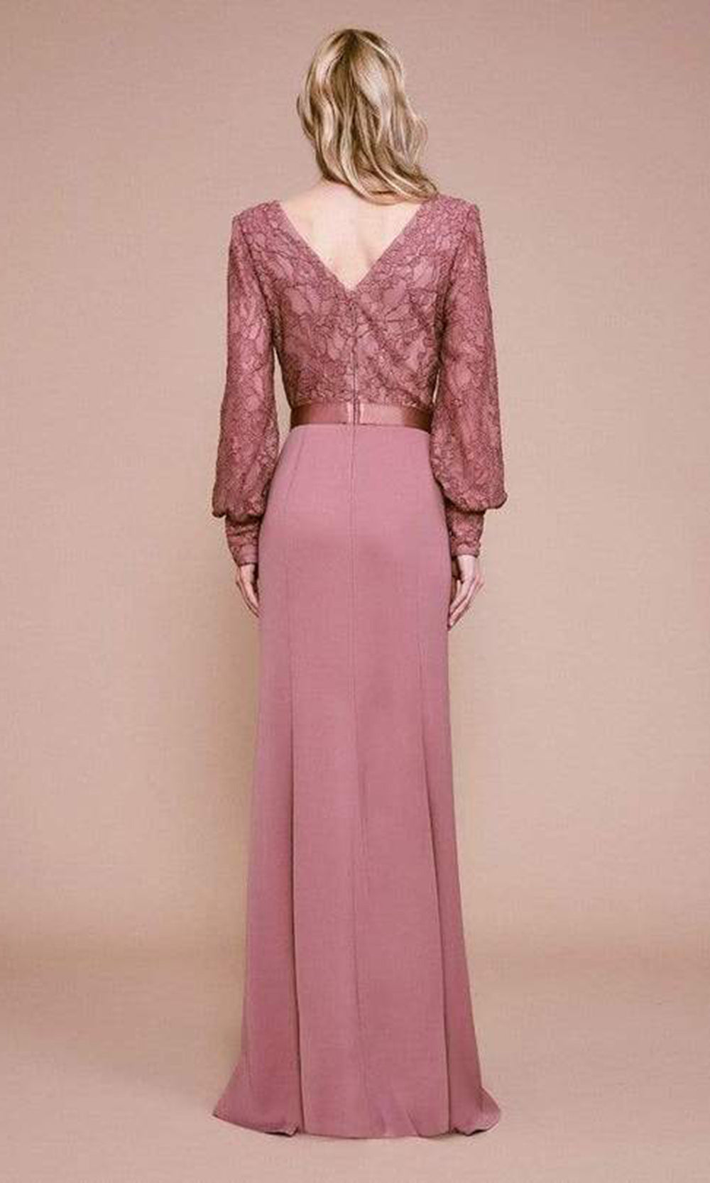 Tadashi Shoji - Bishop Sleeve Lace Bodice Dress In Pink