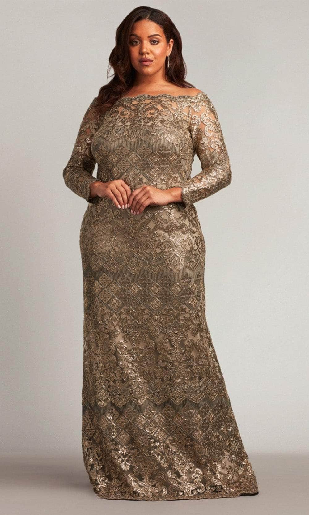 Tadashi Shoji BMN18653LXQ - Embroidered Long Sleeve Formal Gown Moher of the Bride Dresses