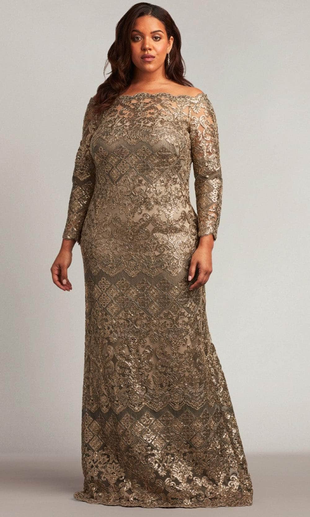 Tadashi Shoji BMN18653LXQ - Embroidered Long Sleeve Formal Gown Moher of the Bride Dresses