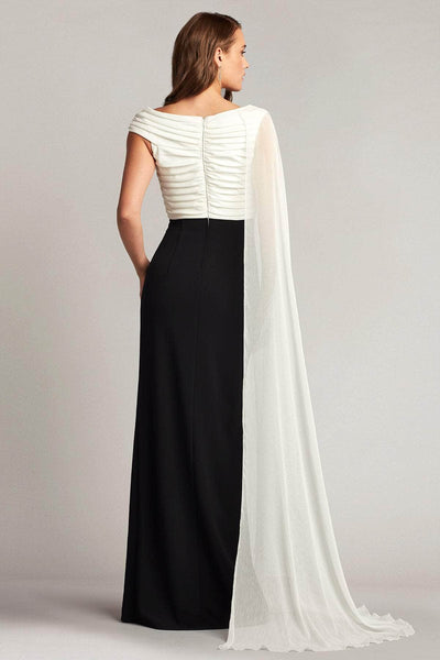 Tadashi Shoji BOS22026LX - Crisscross Detailed Cape Sleeve Long Dress Special Occasion Dress