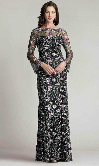 Tadashi Shoji BPF22009L - Latham Floral Embroidered Tulle Gown Special Occasion Dress 00 / Black