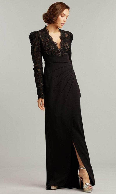 Tadashi Shoji BTF21173LX - Marshal Crepe & Lace Gown In Black and Neutral