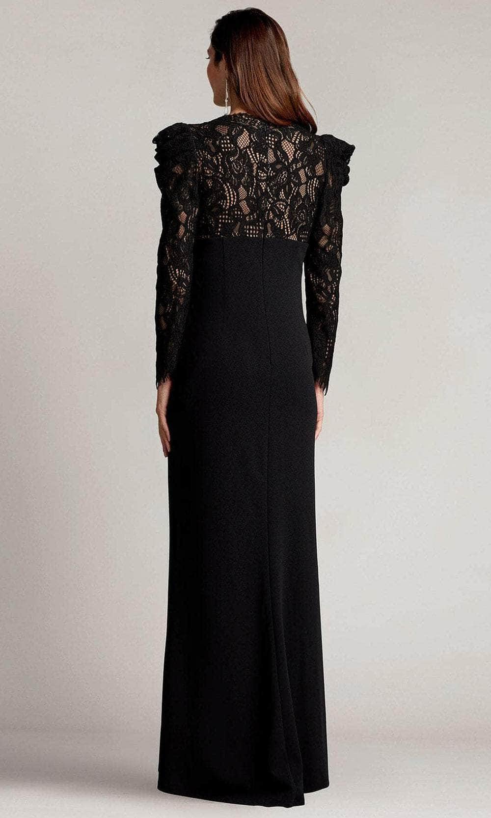 Tadashi Shoji BTF21173LX - Marshal Crepe & Lace Gown In Black and Neutral